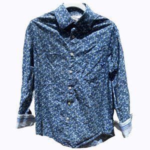 Merona mens blue floral button down long sleeve shirt S
